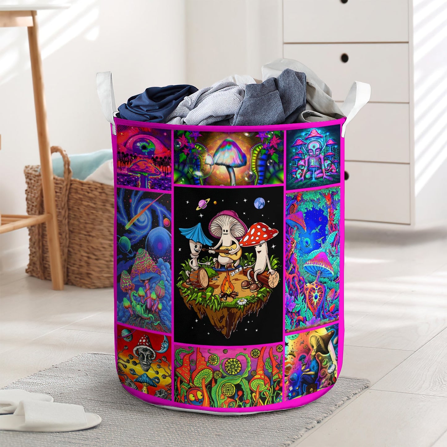 Mushroom funny cute style - Laundry basket - LAUB01LIN010322-Owls Matrix