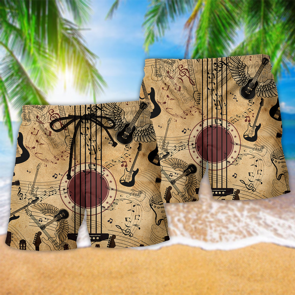 Music Guitar Vintage Artwork – Beach Short