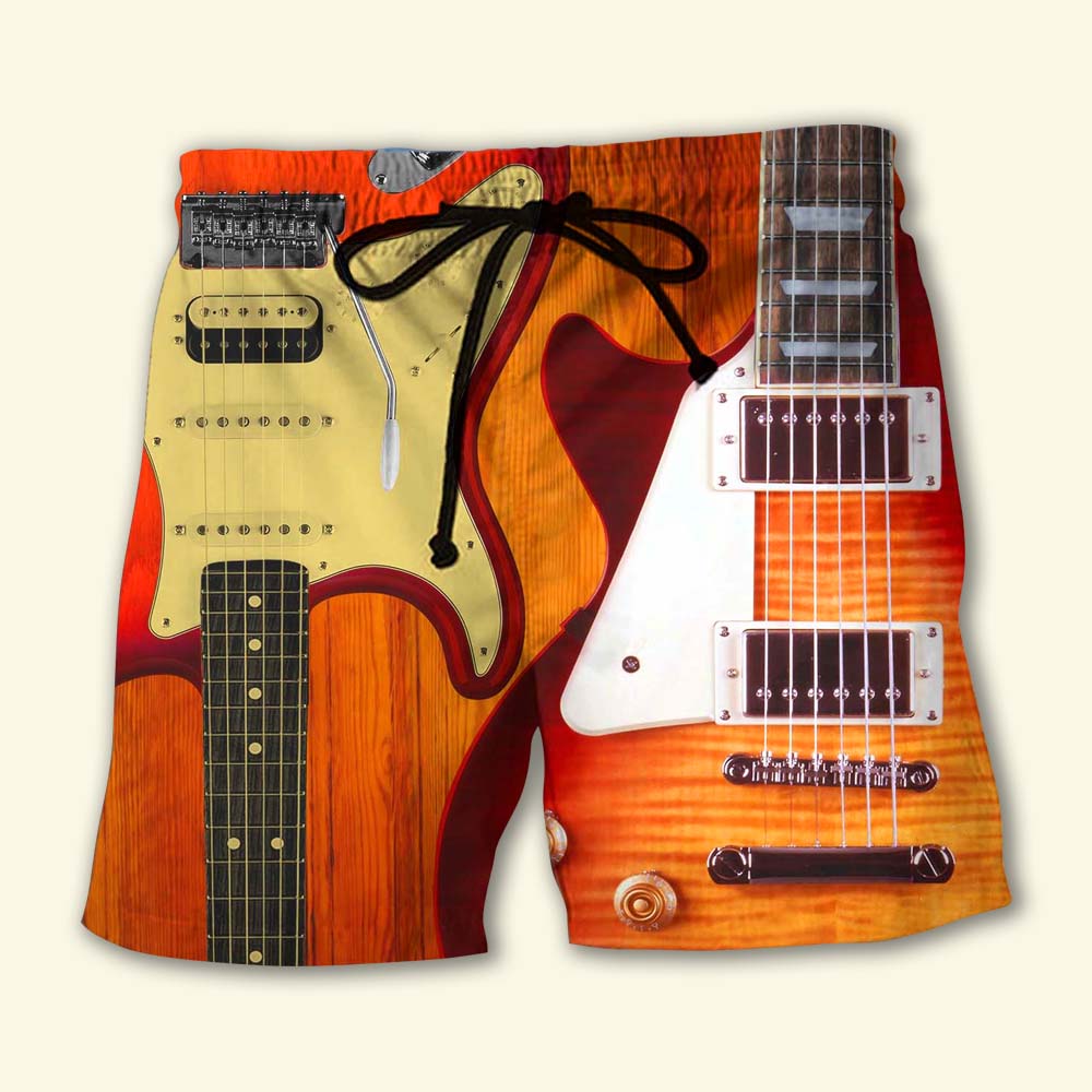 Music Is My Soul Vintage Guitar Art – Beach Short