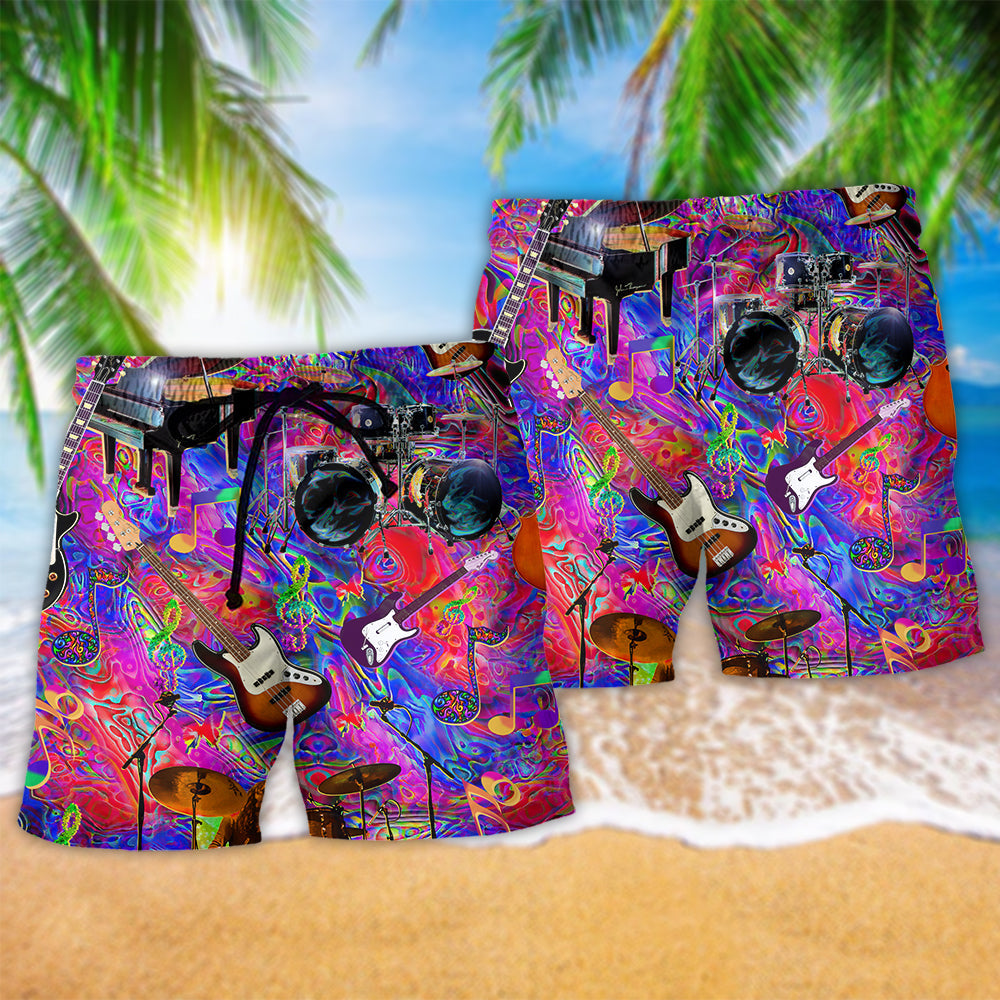 Music Is My Therapy Colorful Style - Beach Short