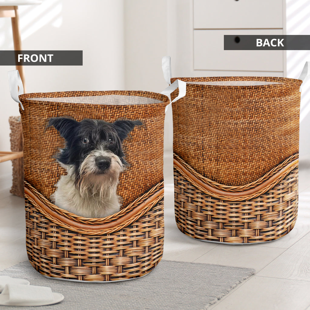 Dog Mutts Dog Rattan Teaxture - Laundry Basket - Owls Matrix LTD