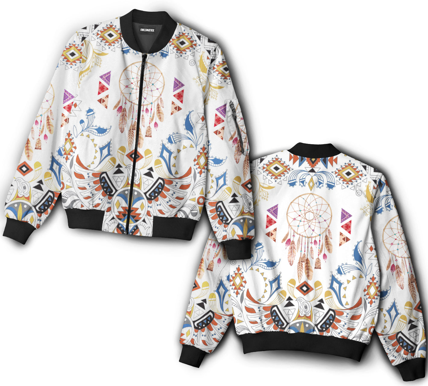 Native dreamcatcher amazing pattern - Bomber jacket - BOMJ02TNH070921-Owls Matrix