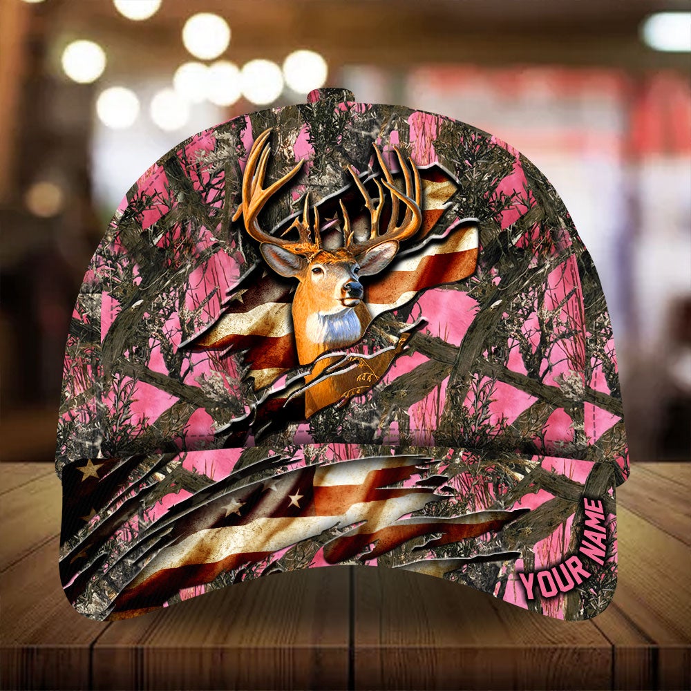 Eternity Cracked Flag Deer Hunting Personalized – Classic Cap