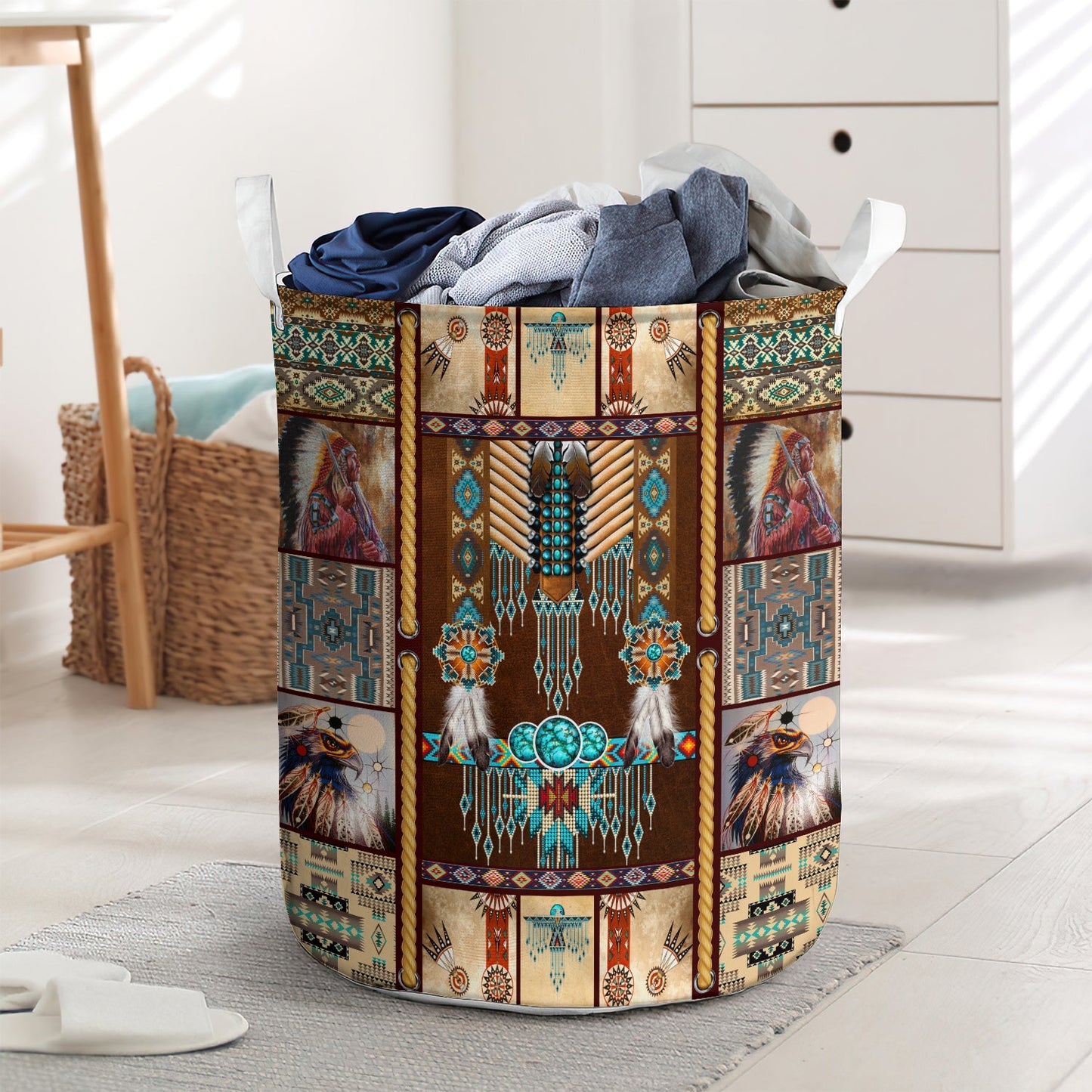 Native American basic style 05 - Laundry basket - LAUB01LIN230222-Owls Matrix