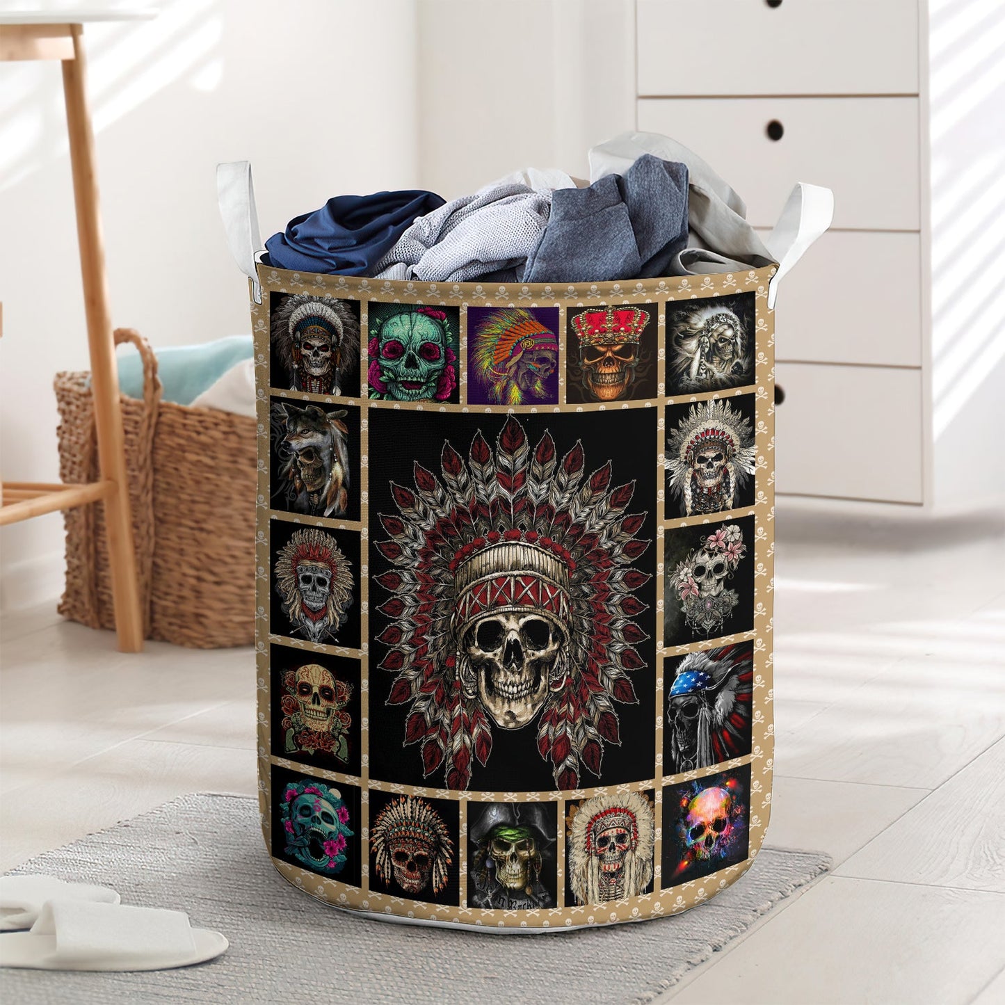 The Native American peace - Laundry basket - LAUB06LIN250222-Owls Matrix