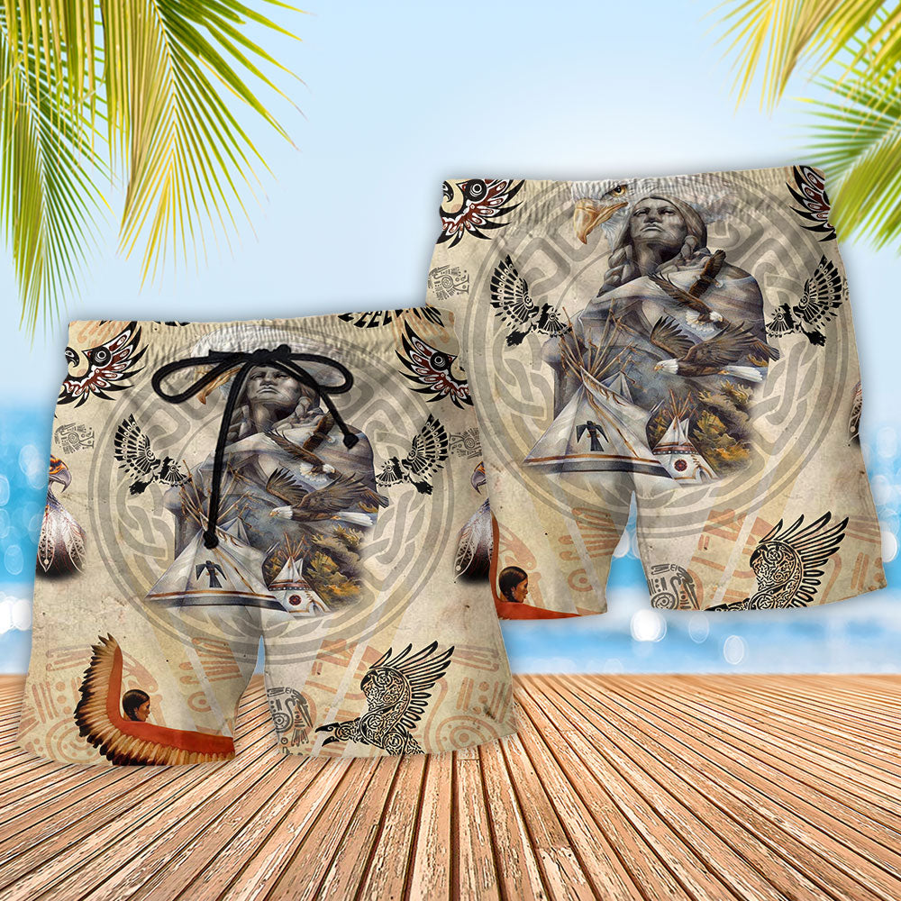Native Eagle Power Art Style – Beach Short