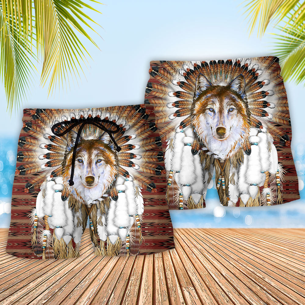 Native Wolf Feather Headdress – Beach Short