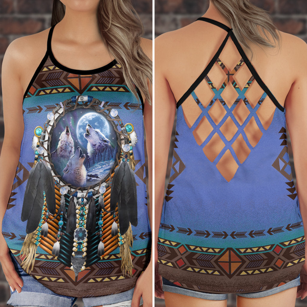 Wolf Dreamcatcher Peace Spiritual Style – Hollow Tank Top