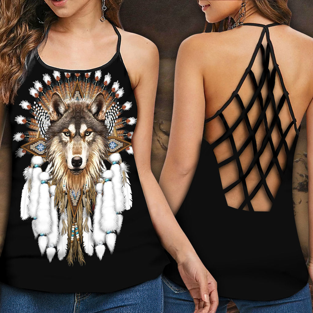 Wolf Black Basic Nature – Hollow Tank Top