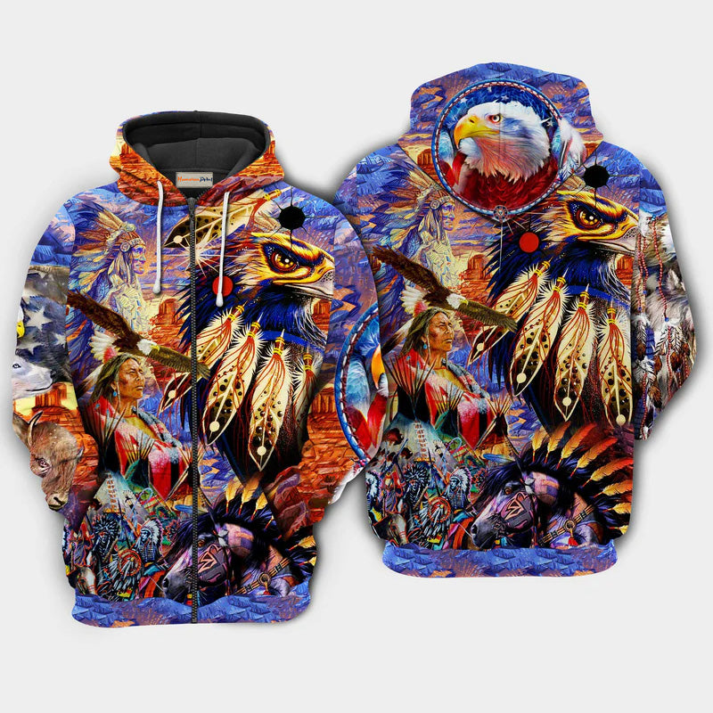 Native Eagle All My Heart Art – 3D Hoodie