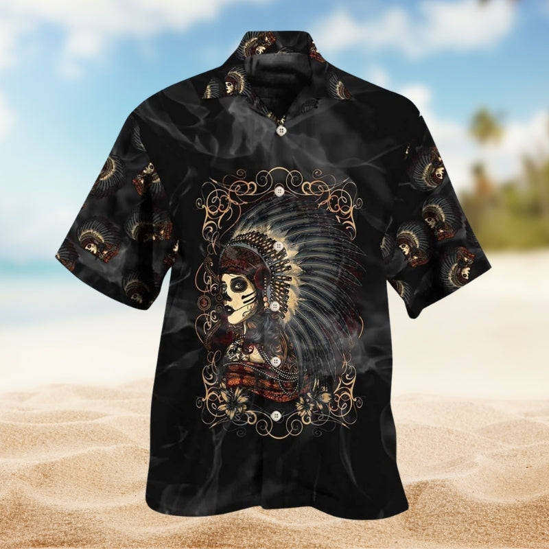 Native Girl Skull Style Limited Edition – Hawaiian Shirt