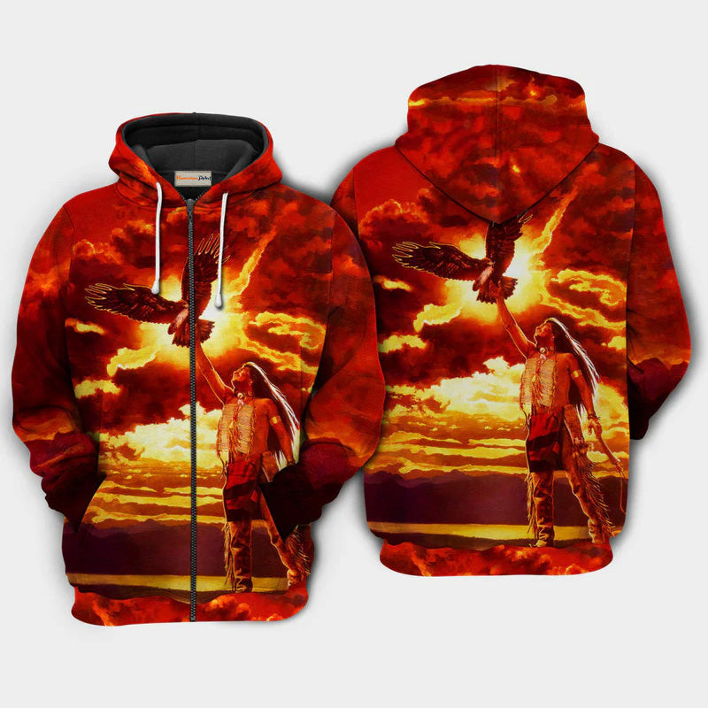 Native Sunset Peace Love Art – 3D Hoodie
