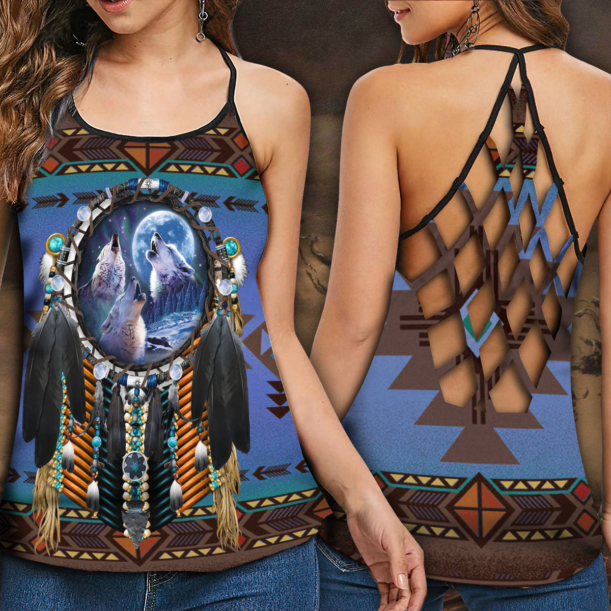 Wolf Dreamcatcher Spiritual Nature – Hollow Tank Top