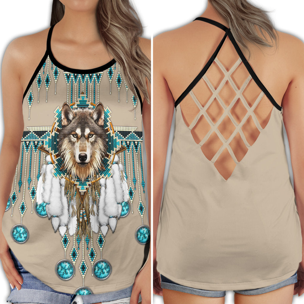 Native Wolf Love Dream Style - Hollow Tank Top