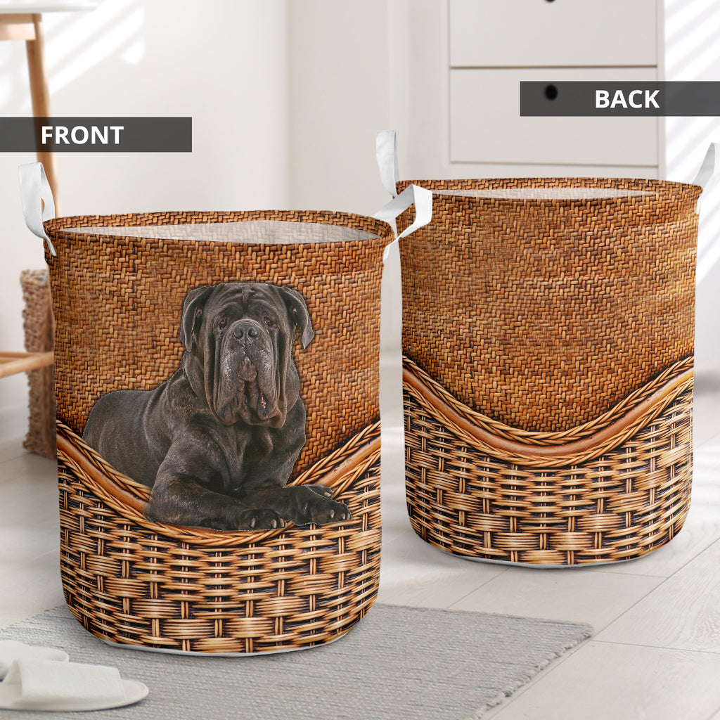 Dog Neapolitan Mastiff Dog Rattan Teaxture - Laundry Basket - Owls Matrix LTD