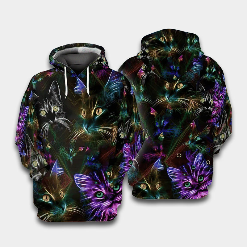 Neon Cats Art – 3D Hoodie