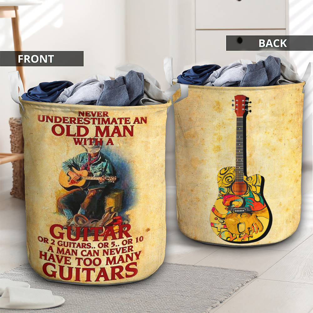 Never underestimate an old man guitar - Laundry basket - LAUB05NGC020322-Owls Matrix