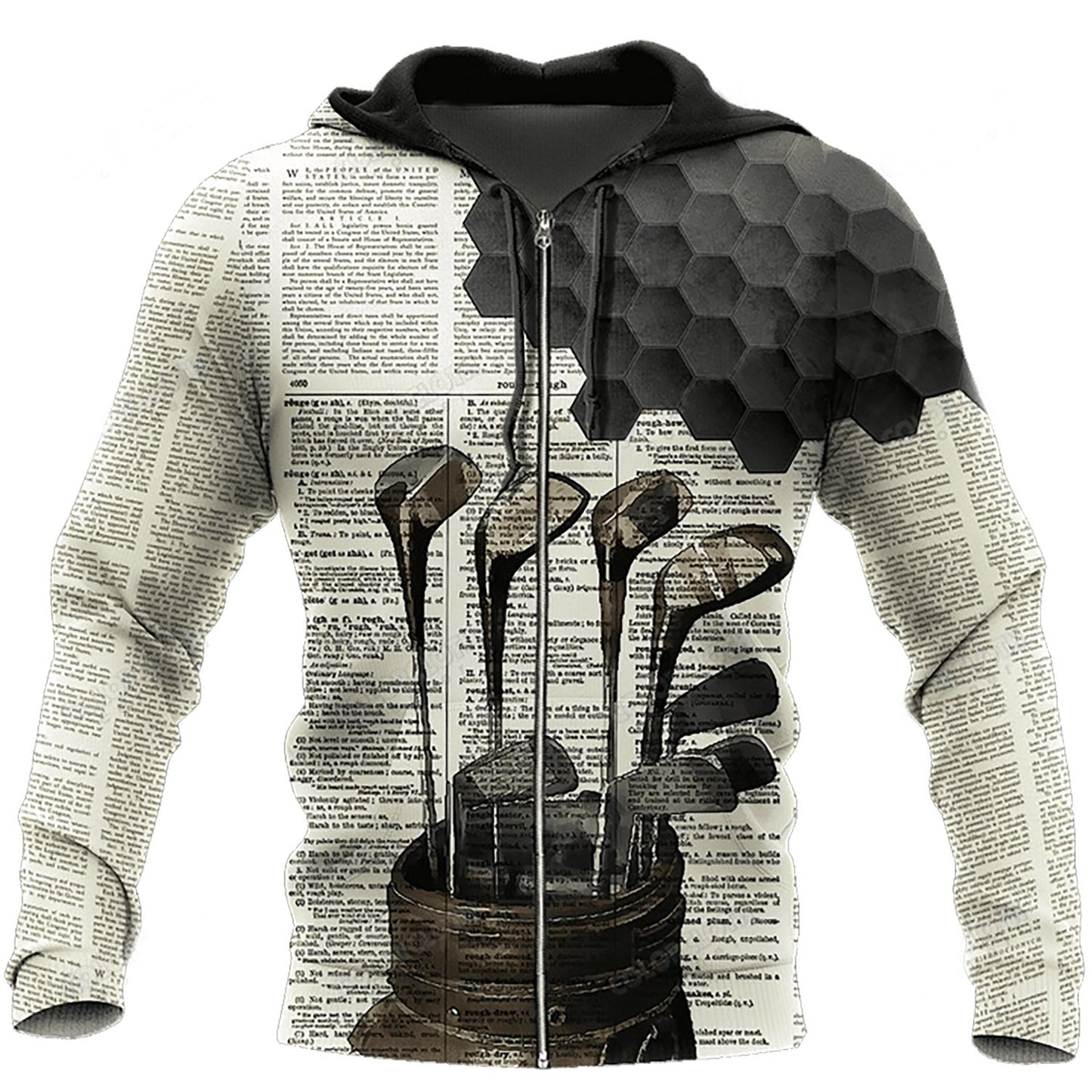 Newspaper Golf Art – 3D Hoodie