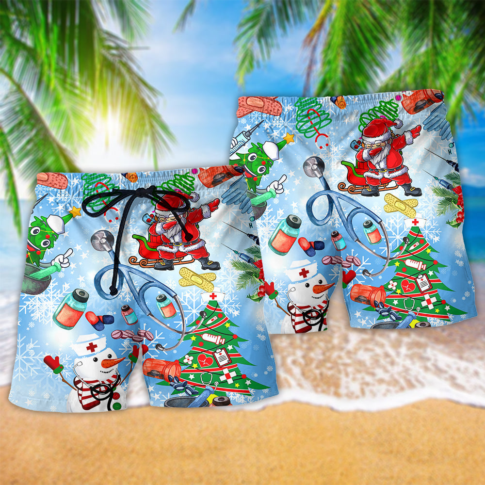 Nurse Love Christmas Holiday Art – Beach Short