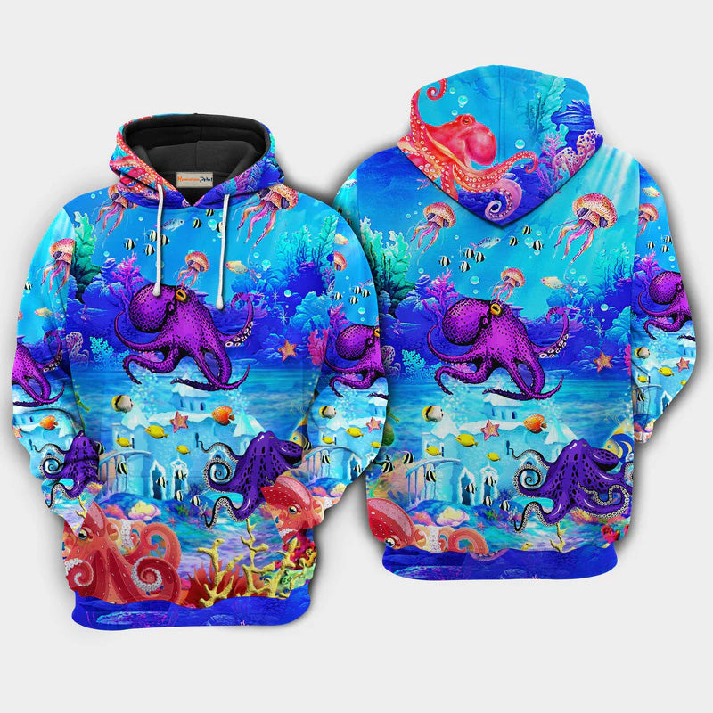 Octopus Love Ocean Blue Art – 3D Hoodie