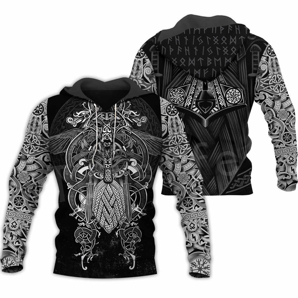 Viking Wolf Warrior Tattoo Art – 3D Hoodie