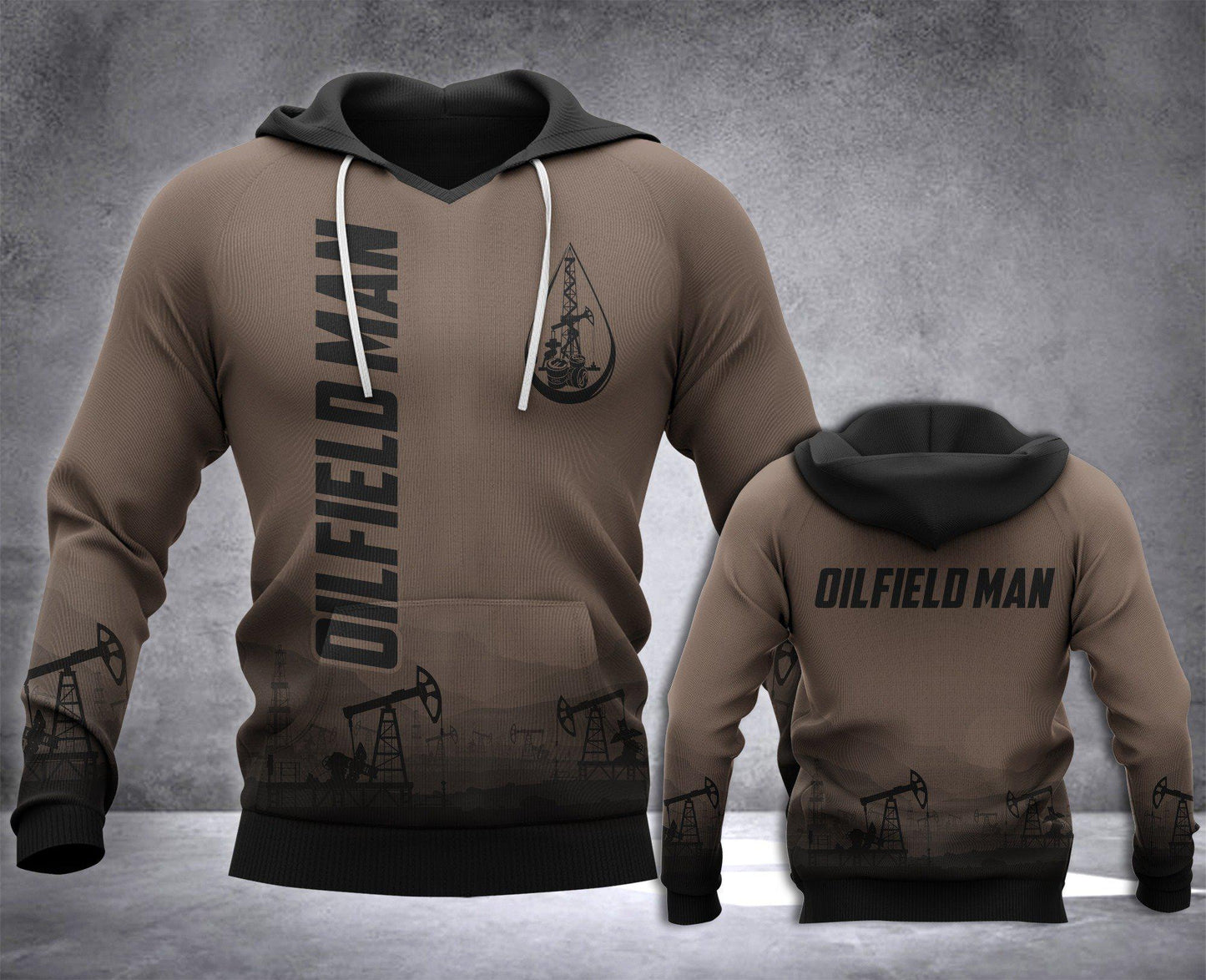 Oil Field Worker Dark Brown Style - 3D Hoodie