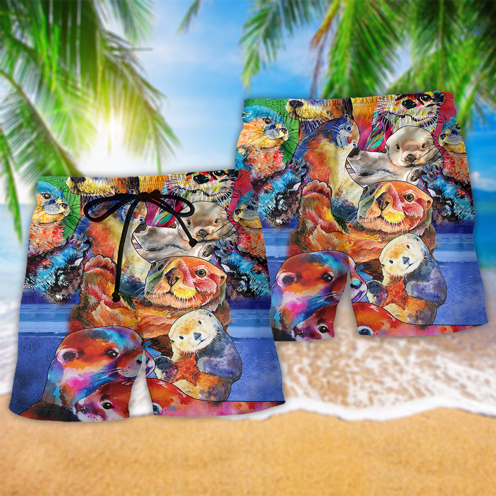 Cute Otter Colorful Animal Art – Beach Short