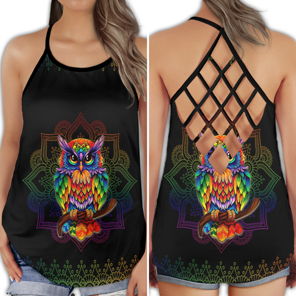 Owl Mandala Dreamer Calm Vibes - Hollow Tank Top