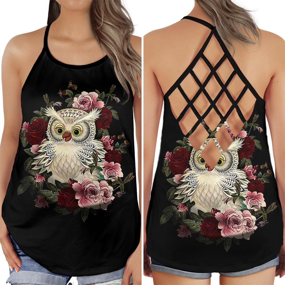 Owl Dreamer Near Flowers - Hollow Tank Top
