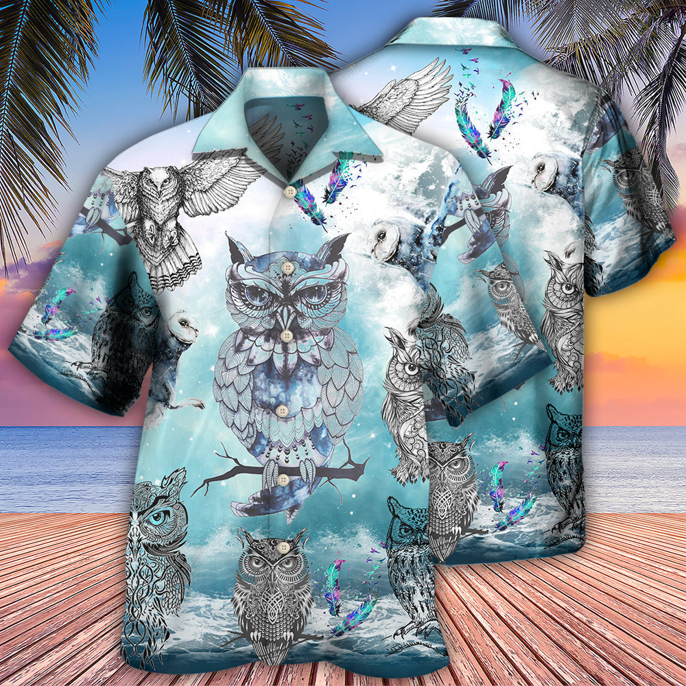 Owl Tattoo Fantasy Night Sky - Hawaiian Shirt