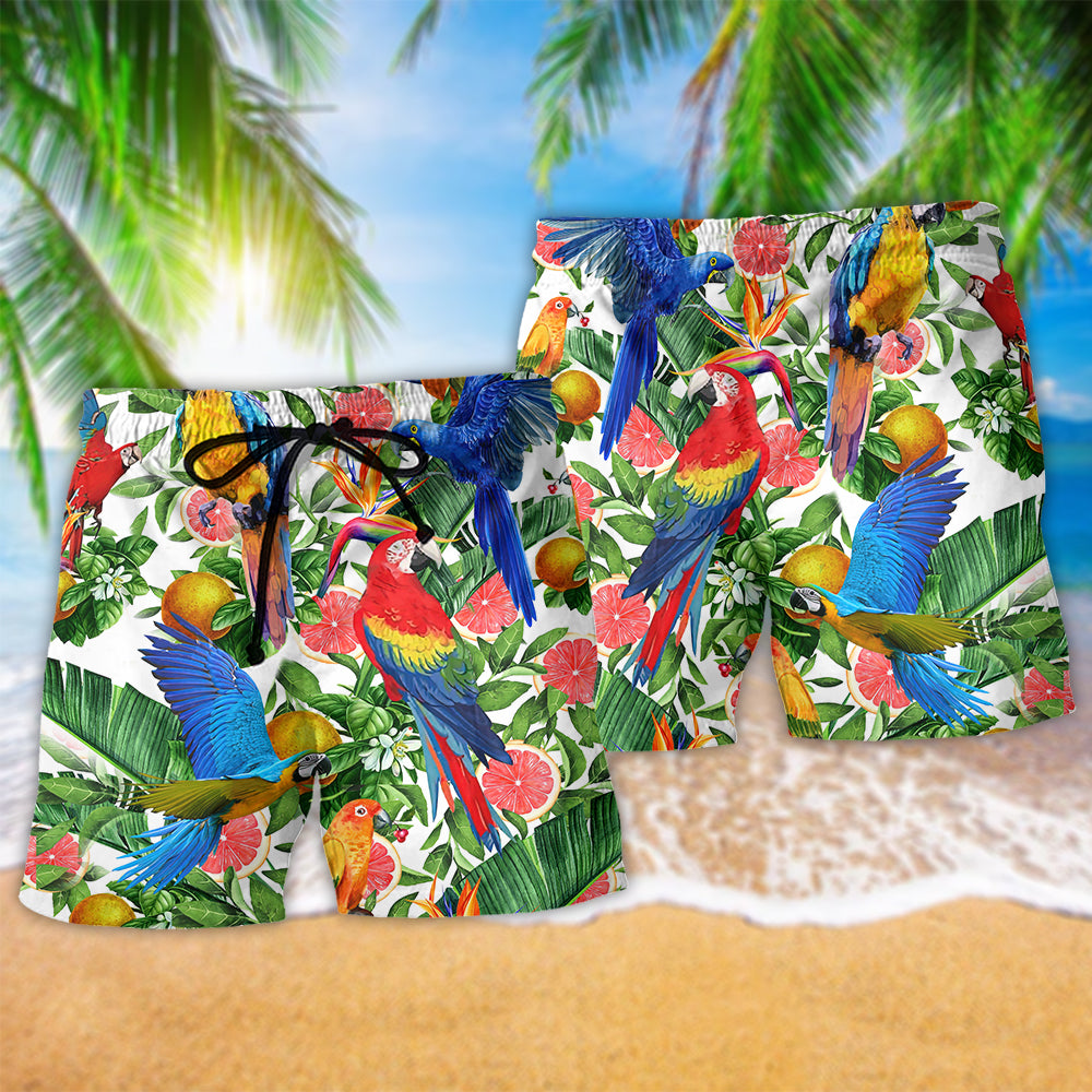 Parrot Red Grapefruit Inspired Colorful Art – Beach Short