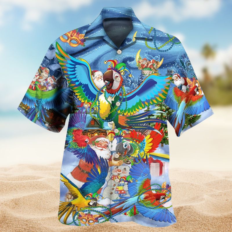 Parrot Mardi Gras Christmas Style – Hawaiian Shirt