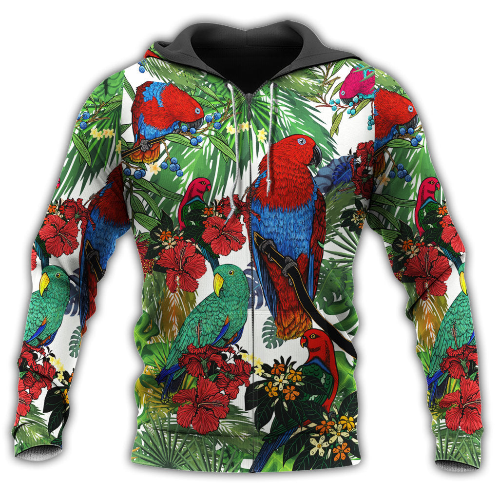 Parrot Garden Red Green - 3D Hoodie2