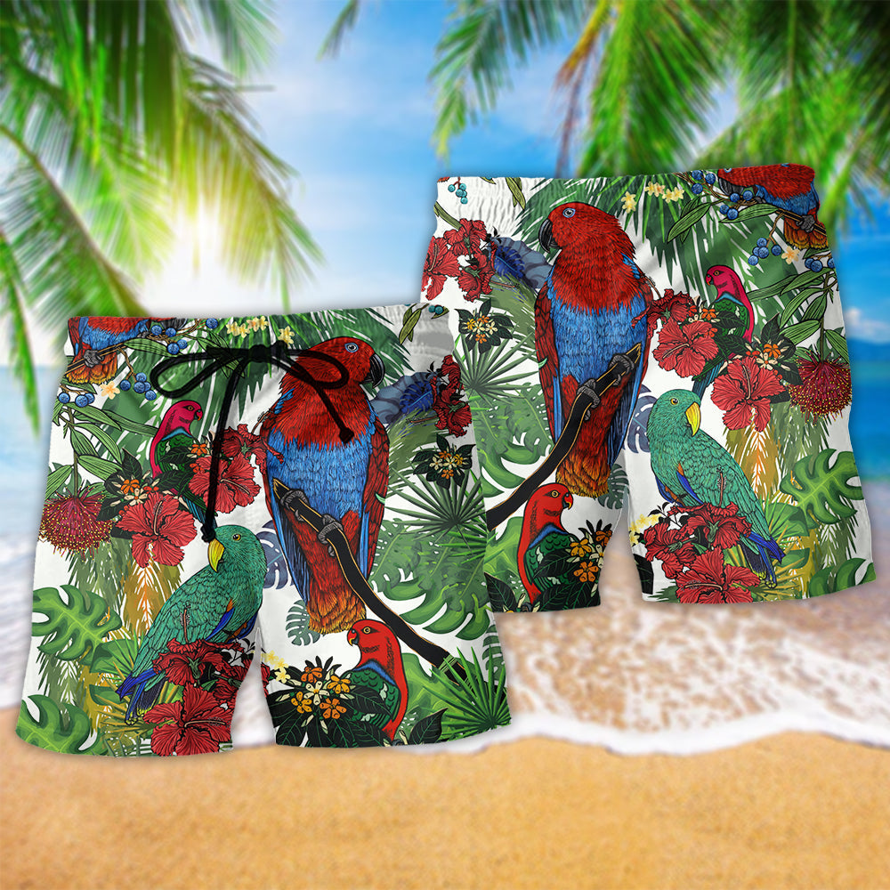 Parrot Flower Red Green – Beach Short