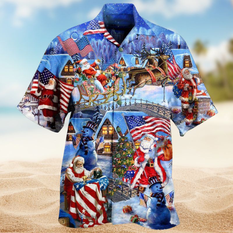 Patriotic Christmas Santa Edition – Hawaiian Shirt