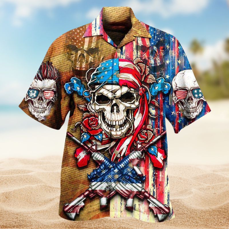 Patriotic Skull Flower Edition – Hawaiian Shirt