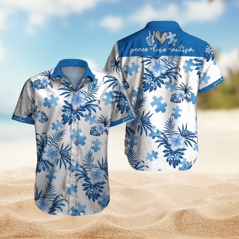 Peace Love Autism Awareness – Hawaiian Shirt
