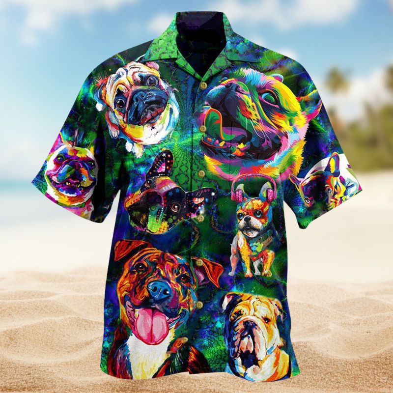 Peace Love Colorful Pitbulls Edition – Hawaiian Shirt