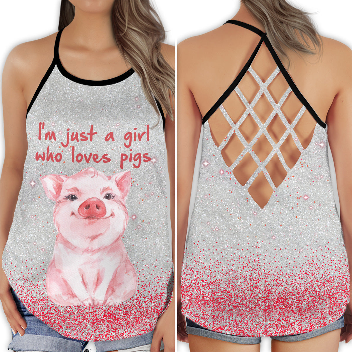 Girl Who Loves Pigs Farm Charm - Hollow Tank Top