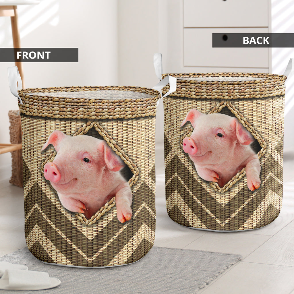 Pig Wickerwork Hole - Laundry Basket - Owls Matrix LTD