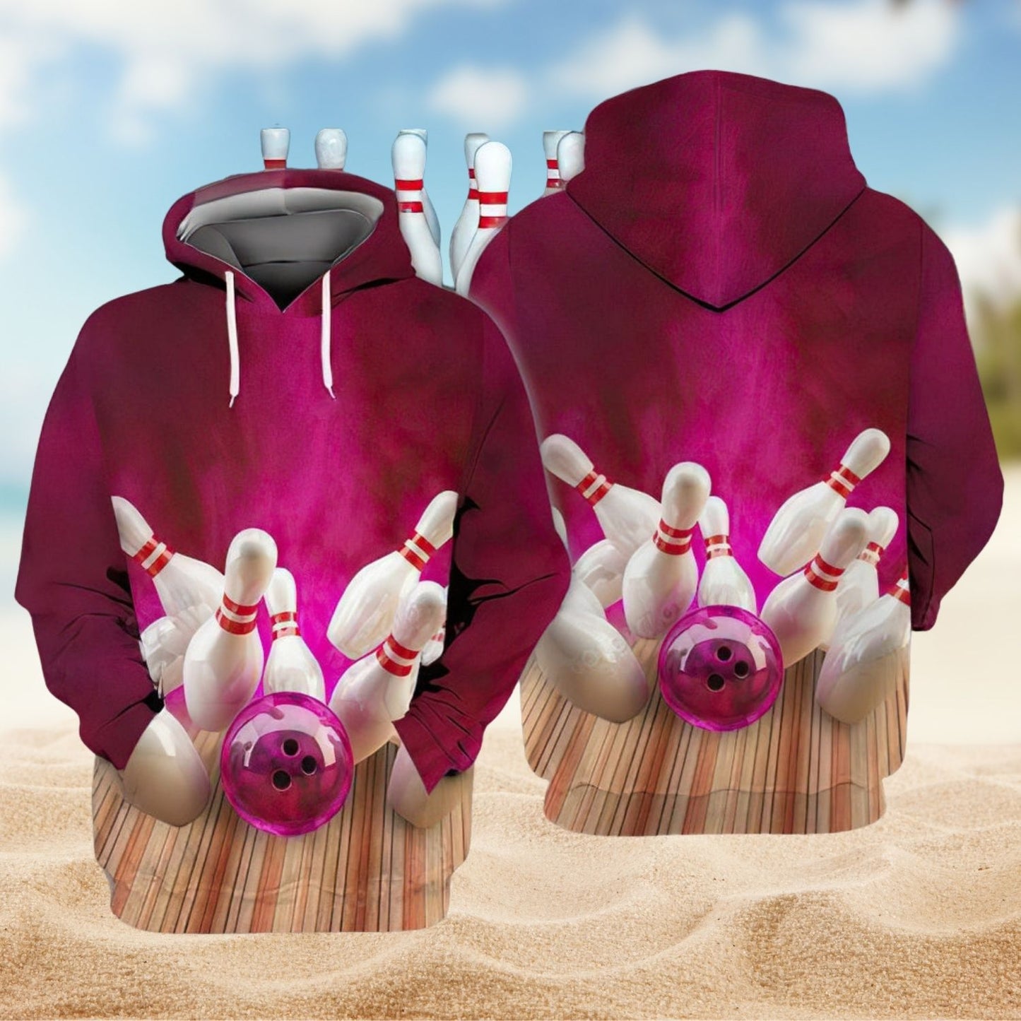 Pink Bowling Art – 3D Hoodie