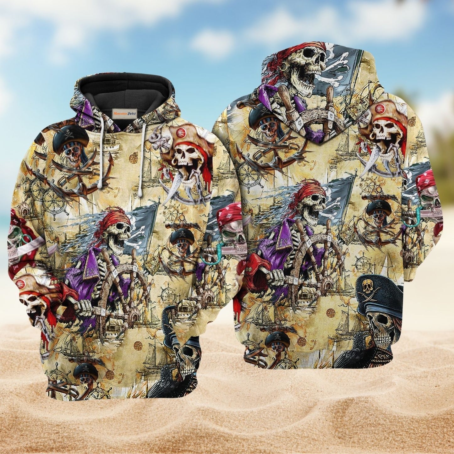 Pirate Skull Adventure Style - 3D Hoodie