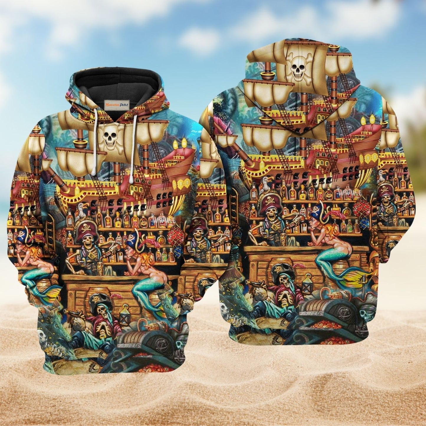 Pirate Skull Wine Bar Style - 3D Hoodie