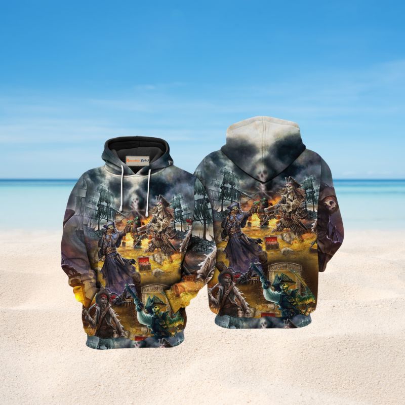 Pirate Skull Treasure Hunt Art – 3D Hoodie