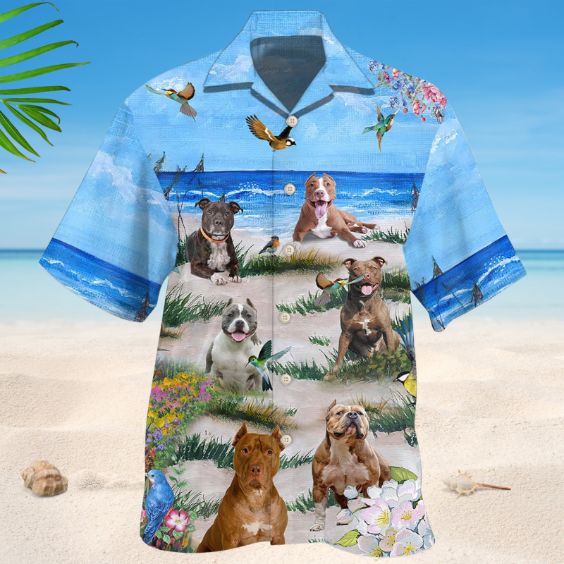 Pitbull Blue Beach Summer Style – Hawaiian Shirt