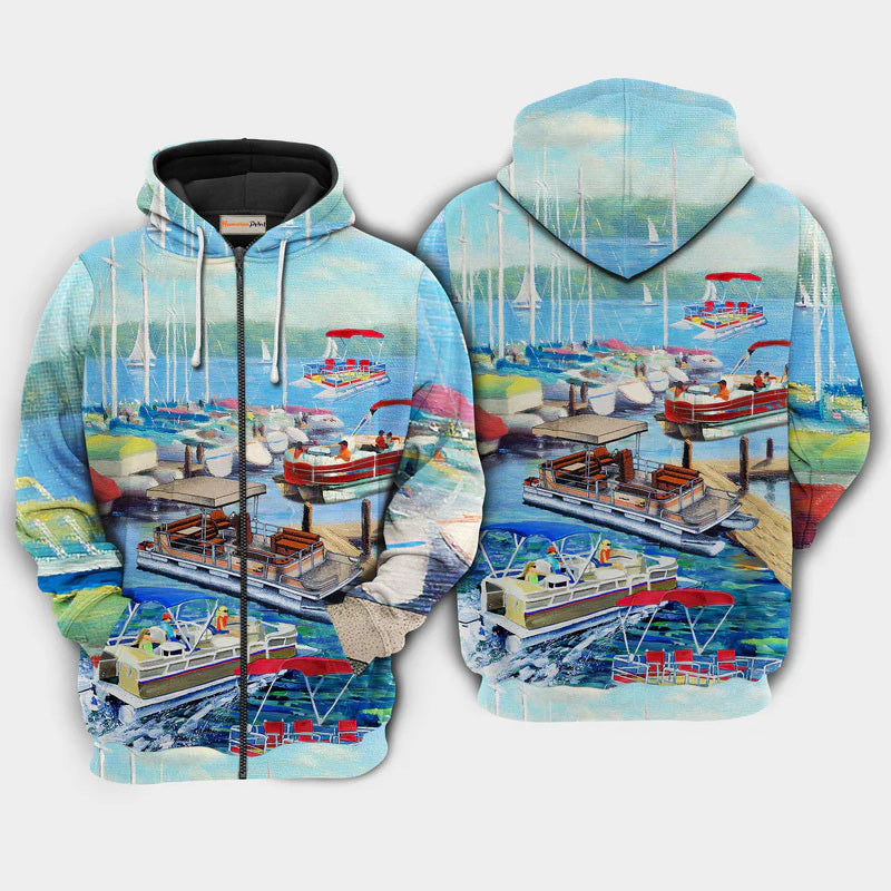 Pontoon Captain Life Style Art – 3D Hoodie