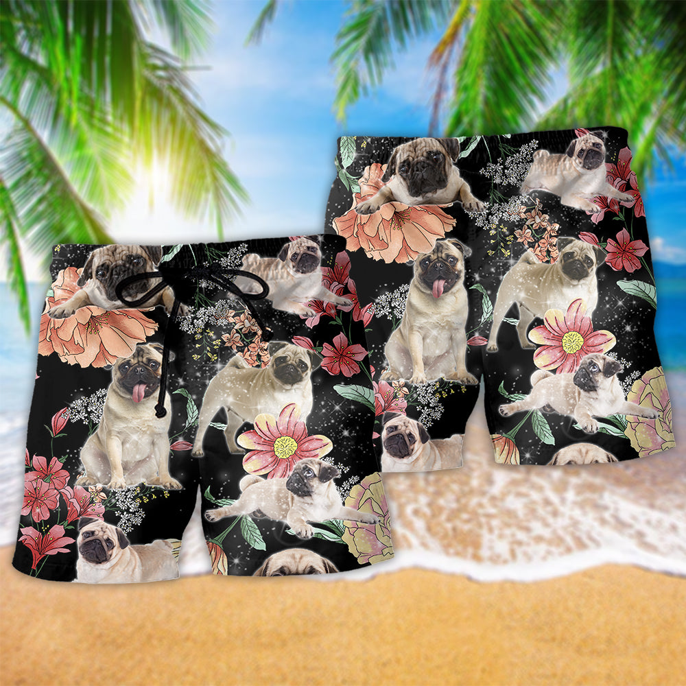 Pug Tropical Style Dark - Beach Short