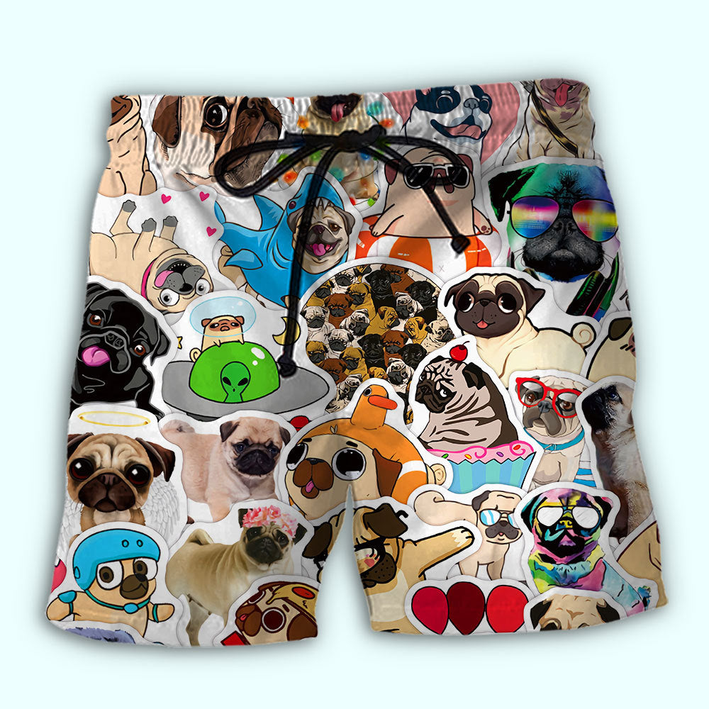 Funny Pug Dog Lover - Beach Short