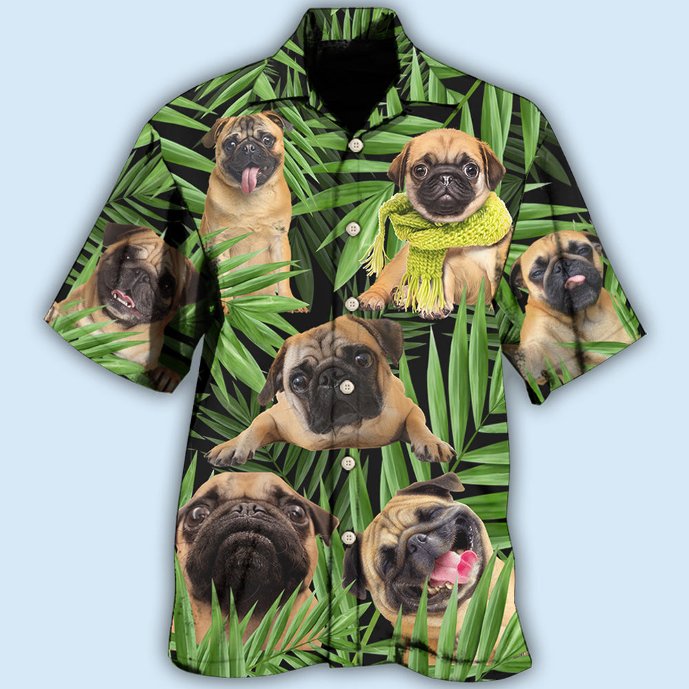 Pug Tropical Leaf Style – Hawaiian Shirt