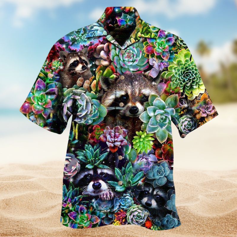 Raccoon Succulent Edition – Hawaiian Shirt
